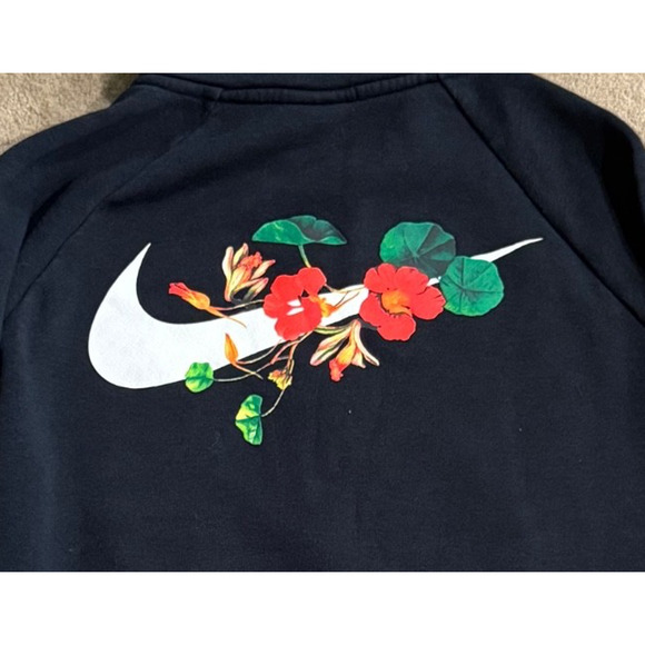 Nike Womens Sweatshirt Half-Zip Floral Pullover Black BQ8846-010 Size Small - Picture 9 of 9